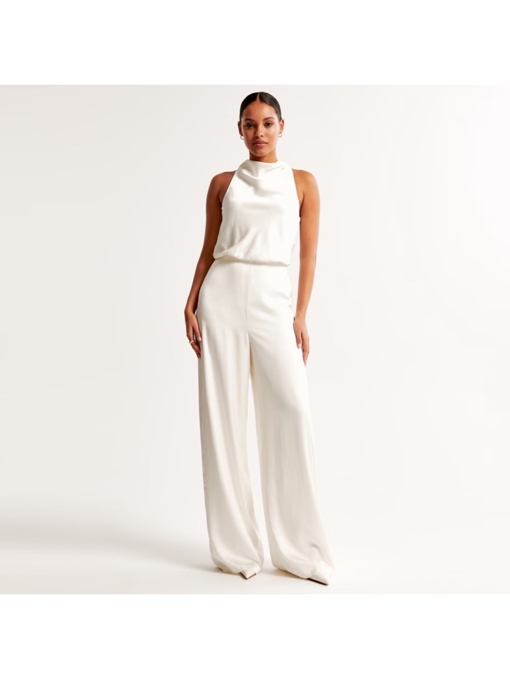 Abercrombie Cream Wide-Leg Jumpsuit
